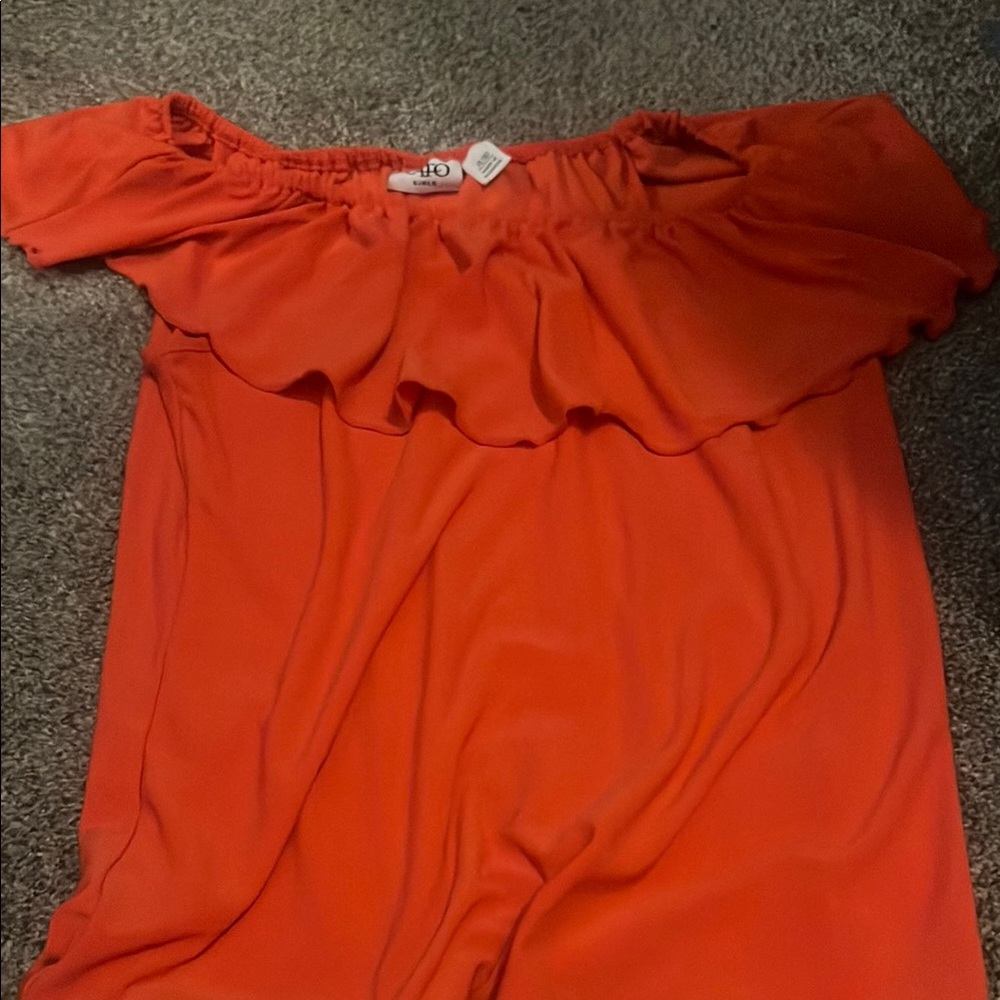 Cato Red Sleeveless Ruffled Blouse